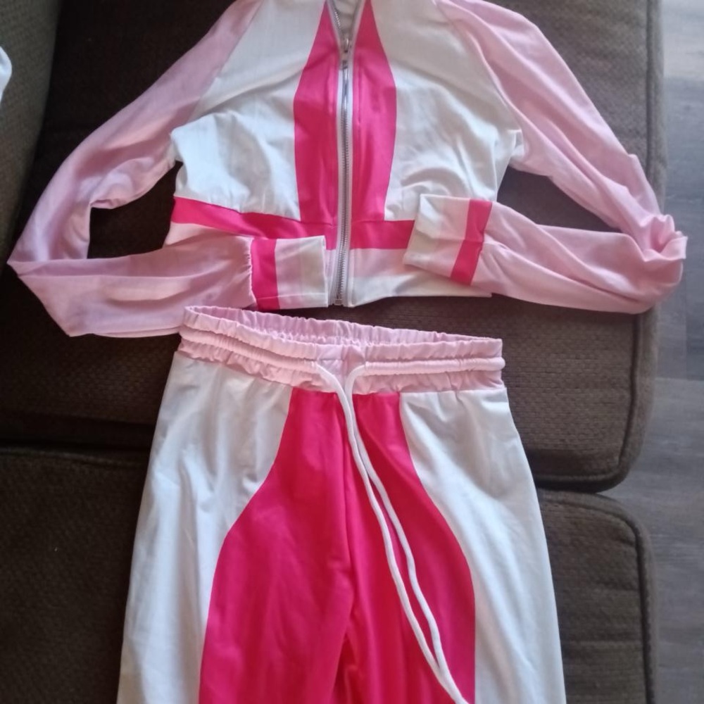 SHEIN Pink and White Striped Jogger matching outfit